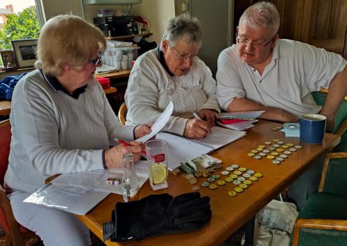 Valerie, Sandra & Kevin sorting the teams on the day